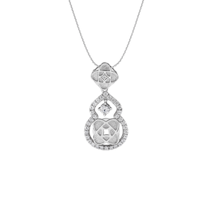 Mặt dây chuyền Vàng Trắng 10K đính đá ECZ PNJ Kim Bảo Như Ý XMXMW002708