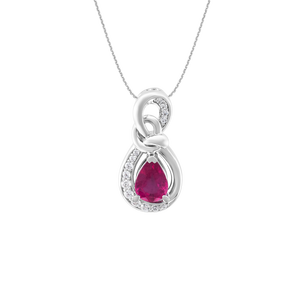 Mặt dây chuyền Vàng Trắng 14K Đính đá Ruby PNJ Family Infinity RBXMW000186