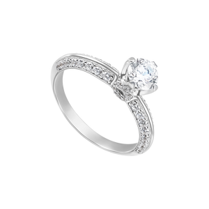 Nhẫn Vàng Trắng 10K Đính đá ECZ PNJ XMXMW062040