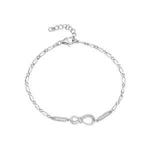 Lắc tay Vàng Trắng 10K Đính đá ECZ PNJ Family Infinity XMXMW000738