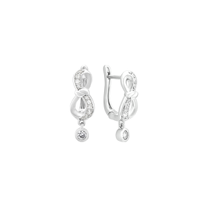 Bông tai Vàng Trắng 10K Đính đá ECZ PNJ Family Infinity XMXMW003285