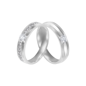 Cặp nhẫn cưới Vàng trắng PNJ 01364-01353