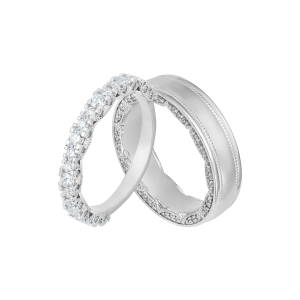 Cặp nhẫn cưới Vàng trắng PNJ 09999-10150