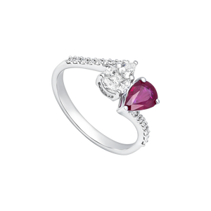 Nhẫn Vàng trắng 18K đính đá Ruby PNJ RBDDW060027