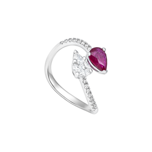 Nhẫn Vàng Trắng 18K Đính đá Ruby PNJ RBDDW060029