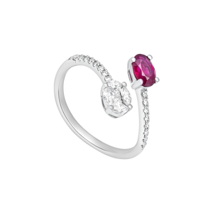 Nhẫn Vàng Trắng 18K Đính đá Ruby PNJ RBDDW060030