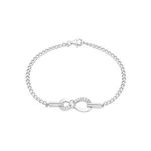 Lắc tay nam Vàng Trắng 10K Đính đá ECZ PNJ Family Infinity XM00W000487