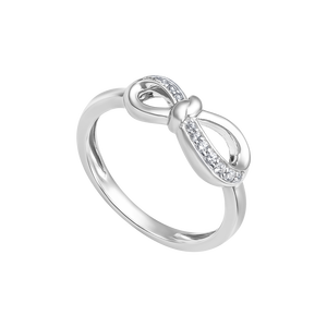 Nhẫn Vàng Trắng 10K Đính đá ECZ PNJ Family Infinity XMXMW006211