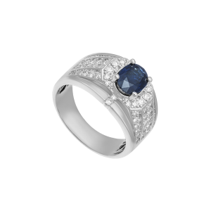 Nhẫn nam Vàng trắng 14K Đính đá Sapphire MANCODE by PNJ SPDDW000460