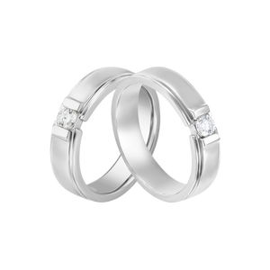 Cặp nhẫn cưới Bạch kim đính Kim cương PNJ 00154-00378