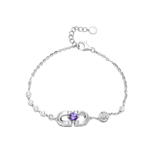 Lắc tay Vàng 10K Đính đá Amethyst PNJ Magnétique ATXMW000014