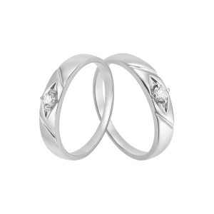 Cặp nhẫn cưới Kim cương Vàng trắng 14K PNJ 00300-00296