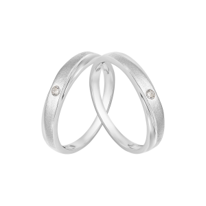 Cặp nhẫn cưới Kim cương Vàng trắng 14K PNJ Chung Đôi 00380-00374