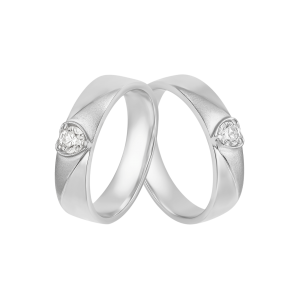 Cặp nhẫn cưới Kim cương Vàng trắng 14K PNJ Chung Đôi 00612-00602