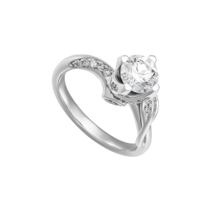 Nhẫn Kim cương Vàng Trắng 14K PNJ Lá Ngọc Cành Vàng DDDDW015314