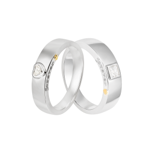 Cặp nhẫn cưới Bạch kim đính Kim Cương PNJ True Love 00026-00027