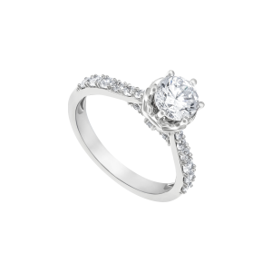 Nhẫn Cưới Vàng Trắng 14K Đính đá ECZ PNJ XMXMW006344