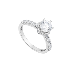 Nhẫn Cưới Vàng Trắng 14K Đính đá ECZ PNJ XMXMW006345