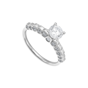 Nhẫn cưới Vàng Trắng 14K Đính đá ECZ PNJ XMXMW006350