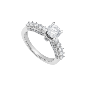 Nhẫn cưới Vàng Trắng 14K Đính đá ECZ PNJ XMXMW006351