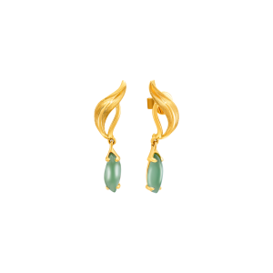 Bông tai Vàng 18K Đính đá Aventurine PNJ Lá Ngọc Cành Vàng QT00Y000020