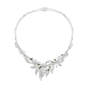 Dây cổ Kim cương Vàng Trắng 14K PNJ Lá Ngọc Cành Vàng DDMXW000008