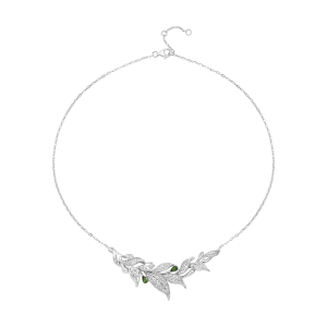 Dây cổ Kim cương Vàng Trắng 14K PNJ Lá Ngọc Cành Vàng DDMXW000009