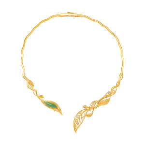 Kiềng Vàng 18K Đính đá Aventurine PNJ Lá Ngọc Cành Vàng QT00Y000001