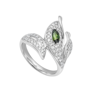 Nhẫn Kim cương Vàng Trắng 14K PNJ Lá Ngọc Cành Vàng DDMXW000013