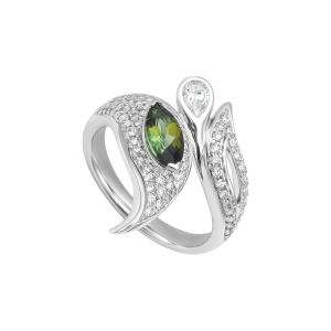 Nhẫn Kim cương Vàng Trắng 14K PNJ Lá Ngọc Cành Vàng DDMXW000014