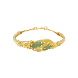 Vòng tay Cưới Vàng 24k Đính đá Aventurine PNJ Lá Ngọc Cành Vàng QTQTY000002