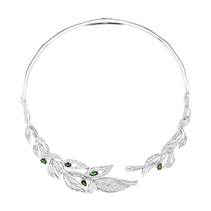 Kiềng cưới Kim cương Vàng Trắng 14K PNJ Lá Ngọc Cành Vàng DDMXW000001