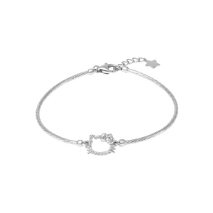 Vòng tay Vàng Trắng 10K Đính đá ECZ PNJ ❤️ HELLO KITTY XM00W000430