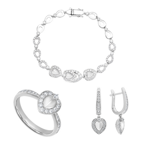 Bộ trang sức Vàng trắng 10K đính đá ECZ PNJ 03390-06355