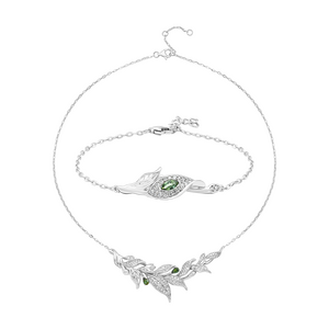 Bộ trang sức Vàng Trắng 14K PNJ Lá Ngọc Cành Vàng 00009-00003