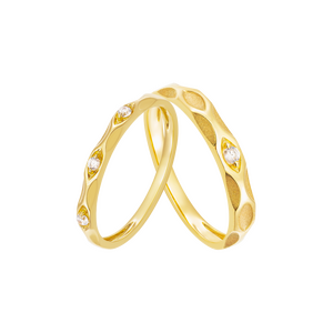 Cặp nhẫn cưới Vàng 14K đính đá ECZ PNJ 05978-05979