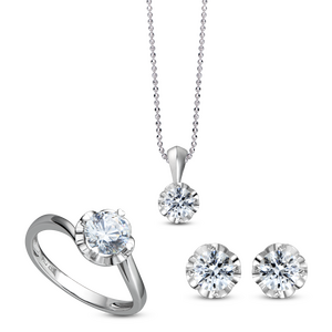 Bộ trang sức PNJ Vàng trắng 10K đính đá ECZ