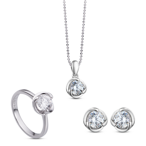 Bộ trang sức PNJ Vàng trắng 10K đính đá ECZ