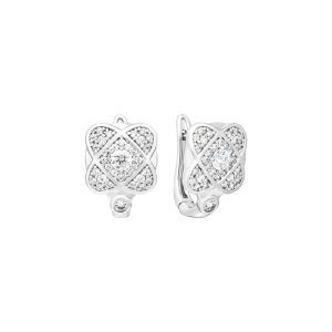 Bông tai Vàng Trắng 14K Đính đá ECZ PNJ Kim Bảo Như Ý XMXMW003567