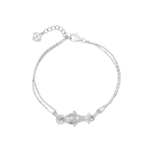 Lắc tay Vàng Trắng 14K Đính đá ECZ PNJ Kim Bảo Như Ý XMXMW000823