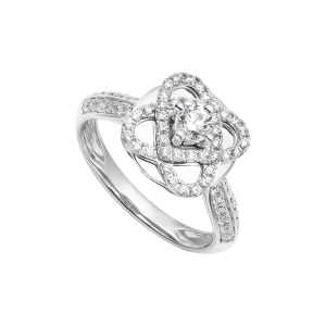 Nhẫn Kim cương Vàng Trắng 14K PNJ Kim Bảo Như Ý DDDDW015337