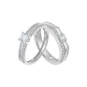 Cặp nhẫn cưới Vàng trắng 10K PNJ 06377-06378