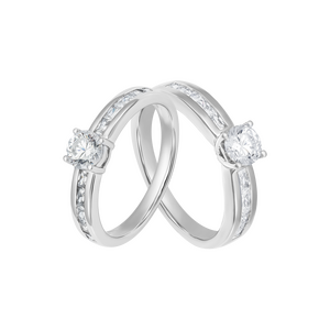 Cặp nhẫn cưới Vàng trắng 10K PNJ 06385-06386