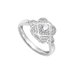 Nhẫn Vàng Trắng 14K Đính đá ECZ PNJ Kim Bảo Như Ý XMXMW006593