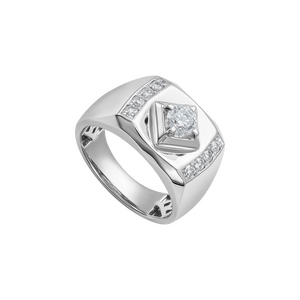 Nhẫn nam Kim cương Vàng trắng 14K MANCODE by PNJ Vương Xà Trấn Bảo DDDDW013920