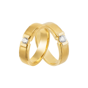 Cặp nhẫn cưới Vàng 18K đính đá ECZ PNJ Chung Đôi 00877-00878