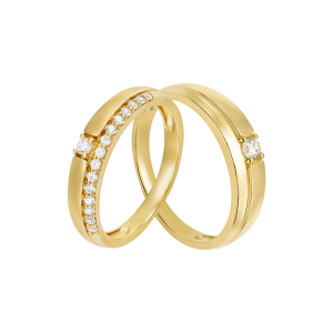 Cặp nhẫn cưới Vàng 18K đính đá ECZ PNJ 00895-01806