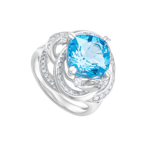 Nhẫn Vàng Trắng 14K Đính đá Topaz PNJ Masterpiece TPDDW000079