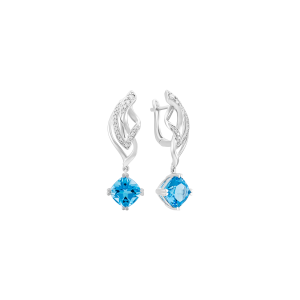 Bông tai Vàng Trắng 14K Đính đá Topaz PNJ Masterpiece TPDDW000040