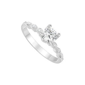 Nhẫn Kim cương Vàng Trắng 14K PNJ Nhẫn cầu hôn Only You DDDDW015891